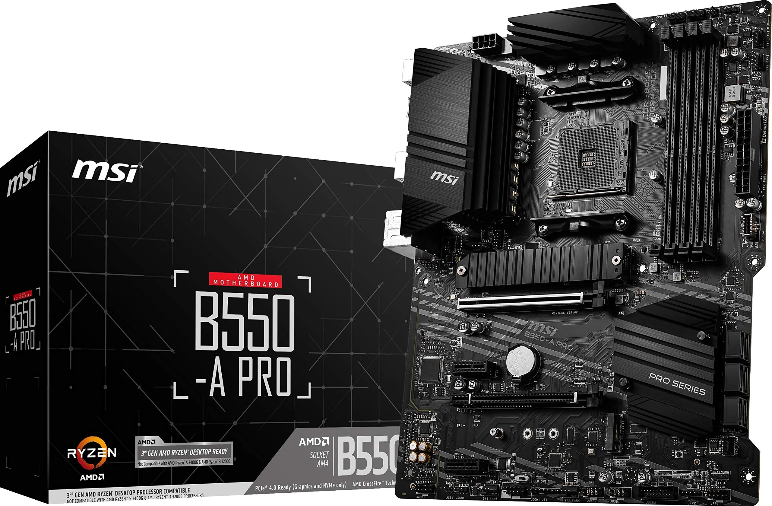 MSI B550-A PRO ProSeries Gaming PC Motherboard - PCIe 4.0 Support