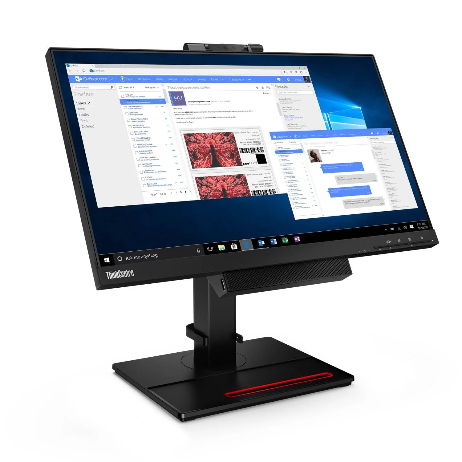 Lenovo ThinkCentre Tiny-in-One 24 Gen 4 23.8" Full HD WLED LCD Monitor - 16:9 - Black - 24" Class - in-Plane Switching IPS Technology - 1920 x 1080-16.7 Million Colors - 250 Nit - 4 ms w product image