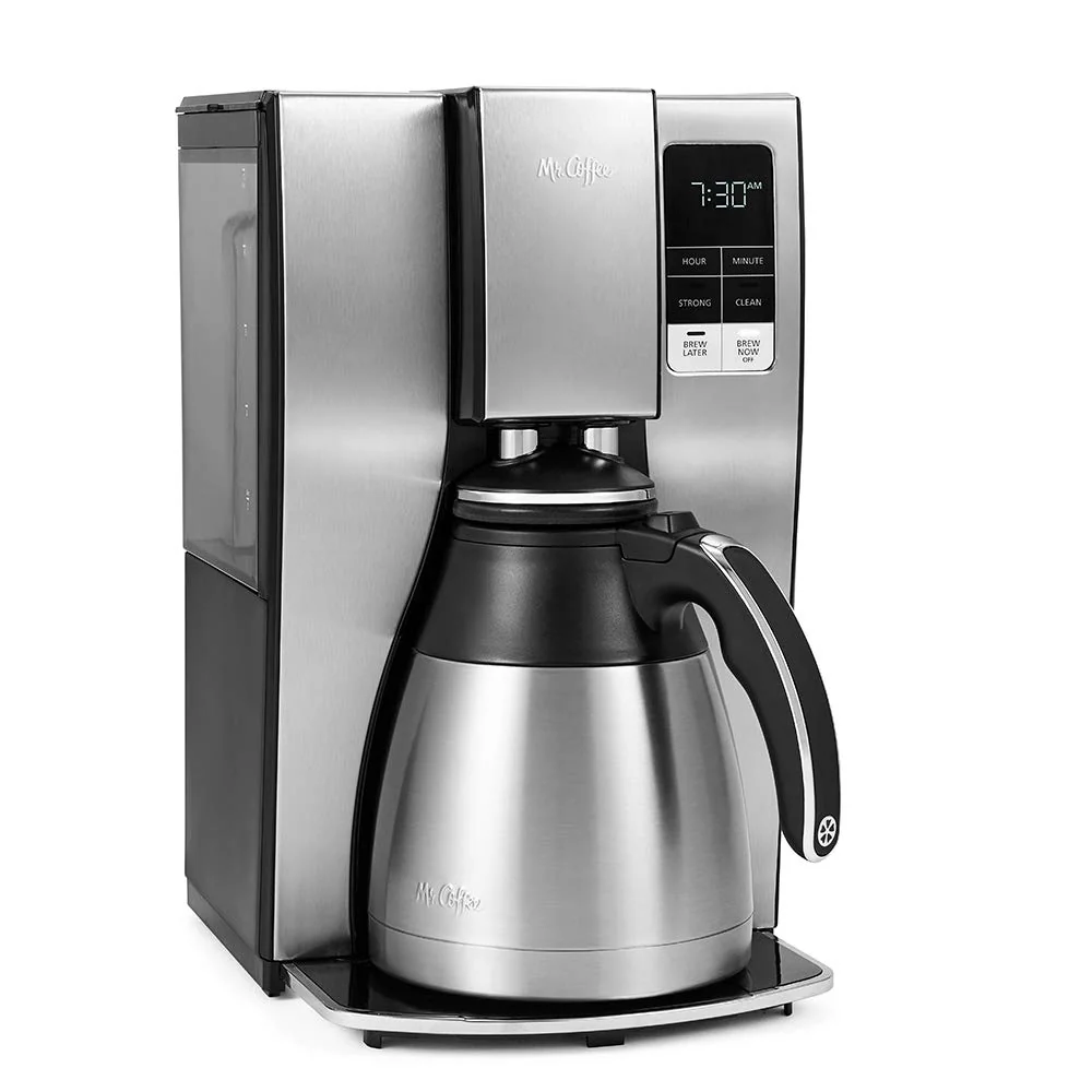 Mr. Coffee 10-Cup Programmable Coffee Maker, Insulated Thermal Carafe, Brew Strength Selection, Brew Now or Later, Stainless Steel product image