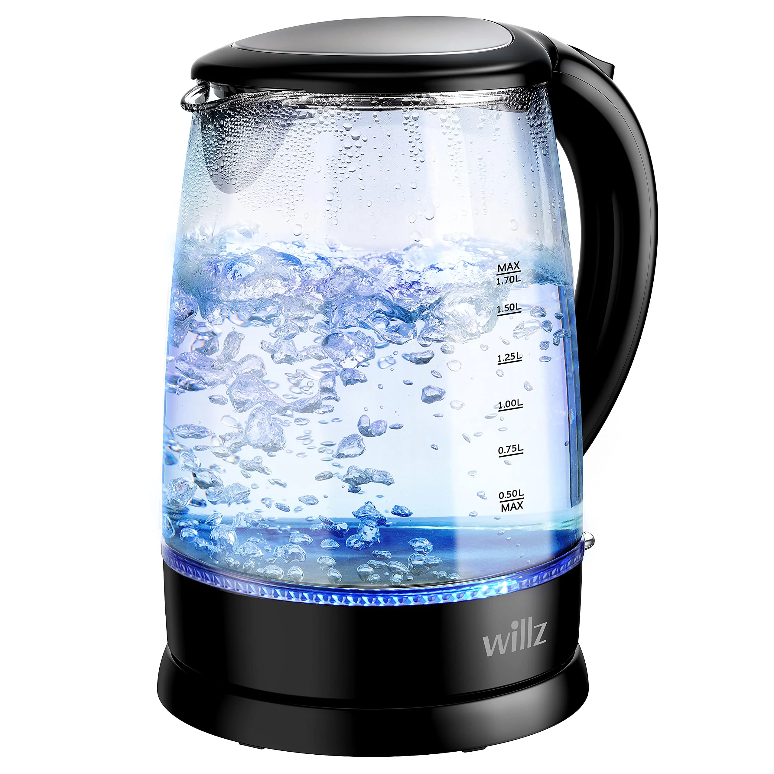 Electric Glass Kettle with Heat Resistant Handle and Cordless.