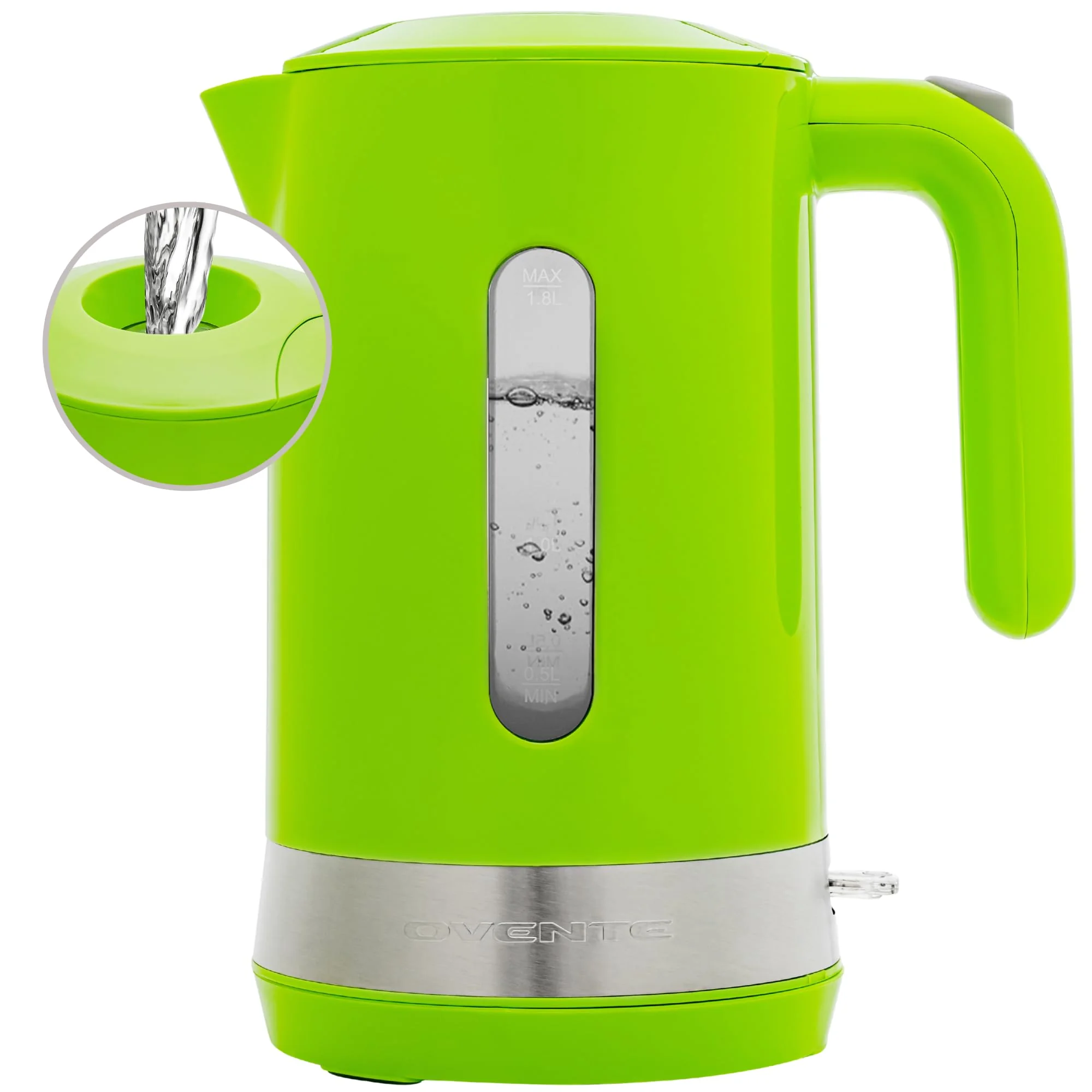 OVENTE 1.8L Electric Kettle, 1500W Fast Boiling Heater for Coffee or Tea, BPA Free, Easy to Fill Lid, Water Level Window, Auto Shut-Off, Boil-Dry Protection and Removable Filter, Green KP413G product image