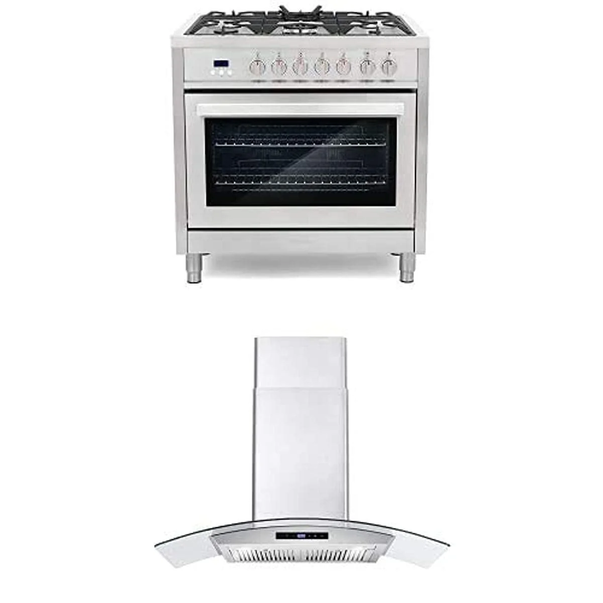 Cosmo Appliance Package 36" COS-F965 Dual Fuel Range and 36" COS-668AS900 Wall Mount Range Hood product image