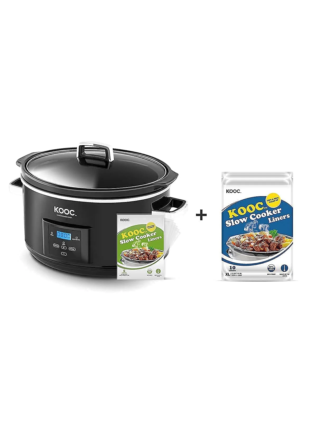 KOOC Programmable Slow Cooker with Large Capacity and Bonus.