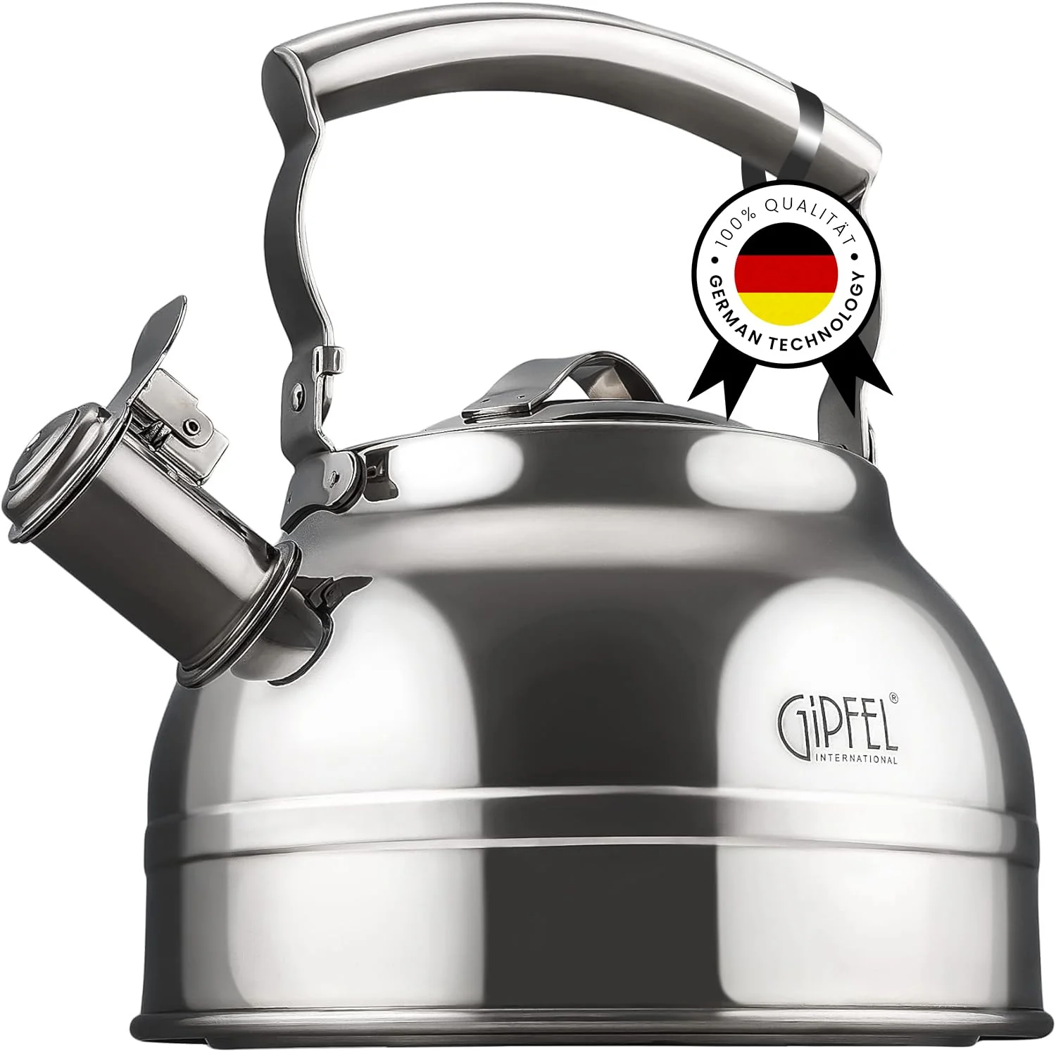 GIPFEL INTERNATIONAL Whistling Tea Kettle Stovetop - Food Grade Stainless Steel Teapot for Stove Top with Ergonomic Handle for Gas, Induction, Electric Stovetops 2.3 Quart product image