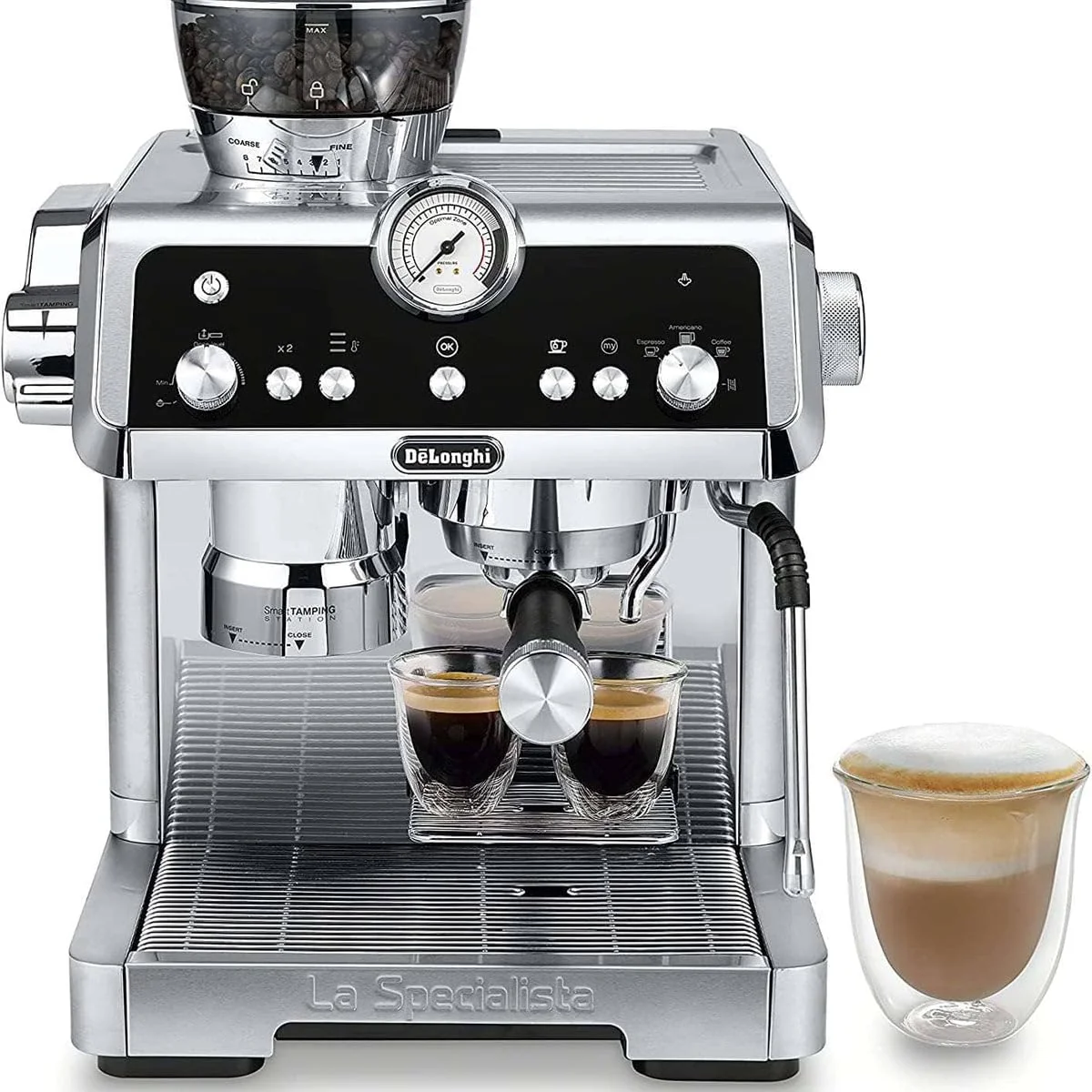 Compact and Stylish Espresso Experience with the De’Longhi.