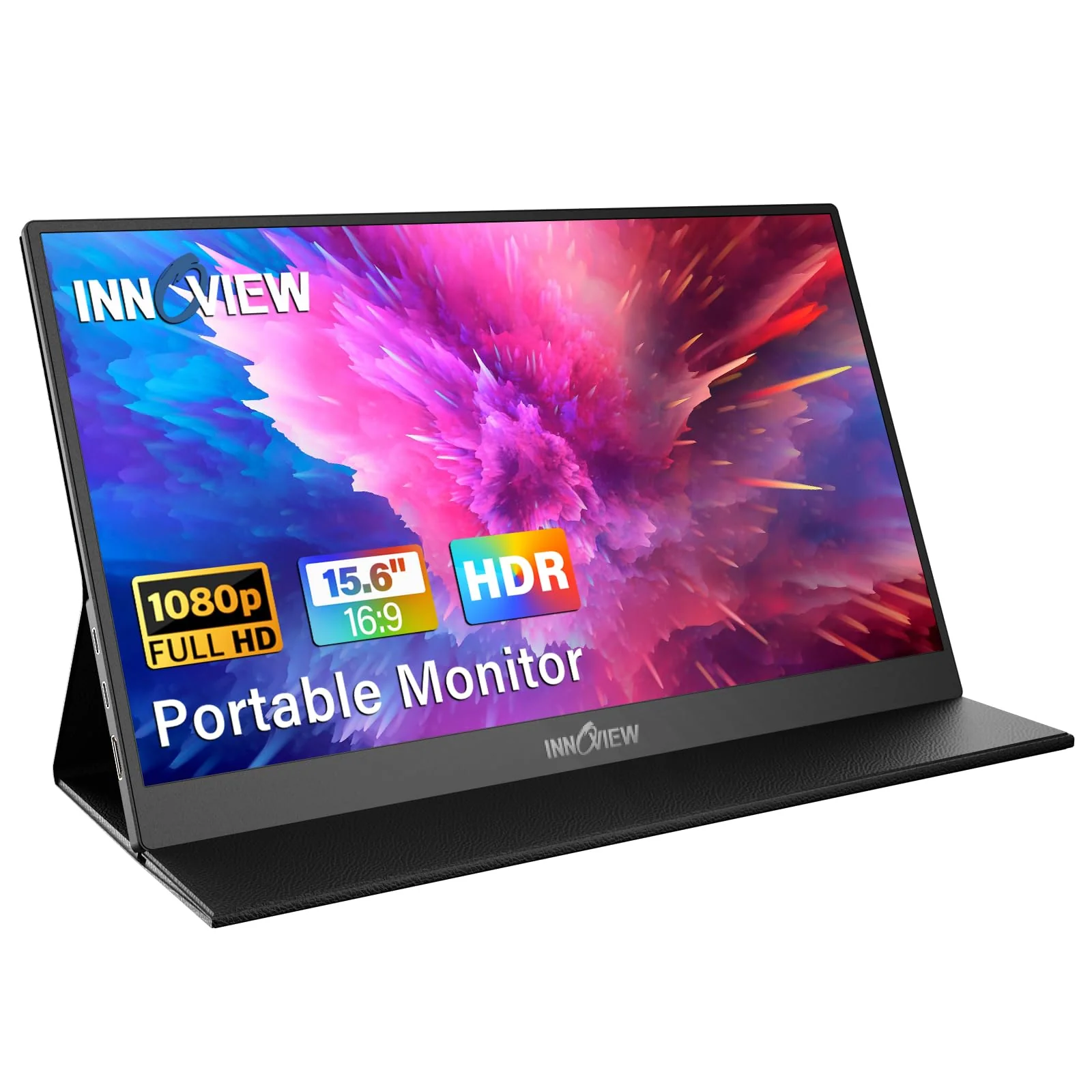 InnoView Portable Monitor, 15.6 Inch FHD 1080P HDMI USB C Second External Monitor for Laptop, Desktop, MacBook, Phones, Tablet, PS5/4, Xbox, Switch, Built-in Speaker with Protective Case product image