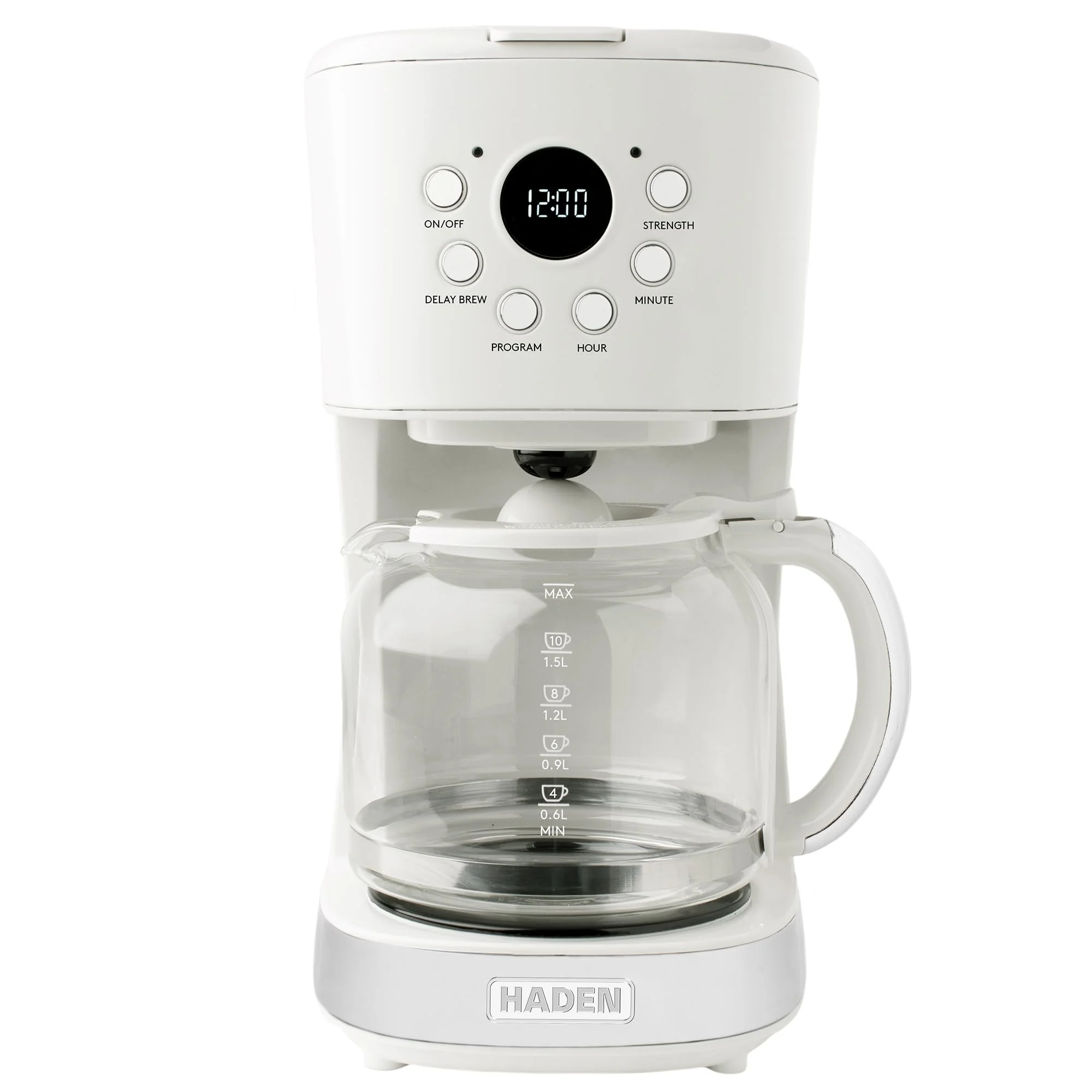 HADEN Coffee Machine, 12 Cup Programmable Drip Coffee Maker, Ivory & Chrome product image