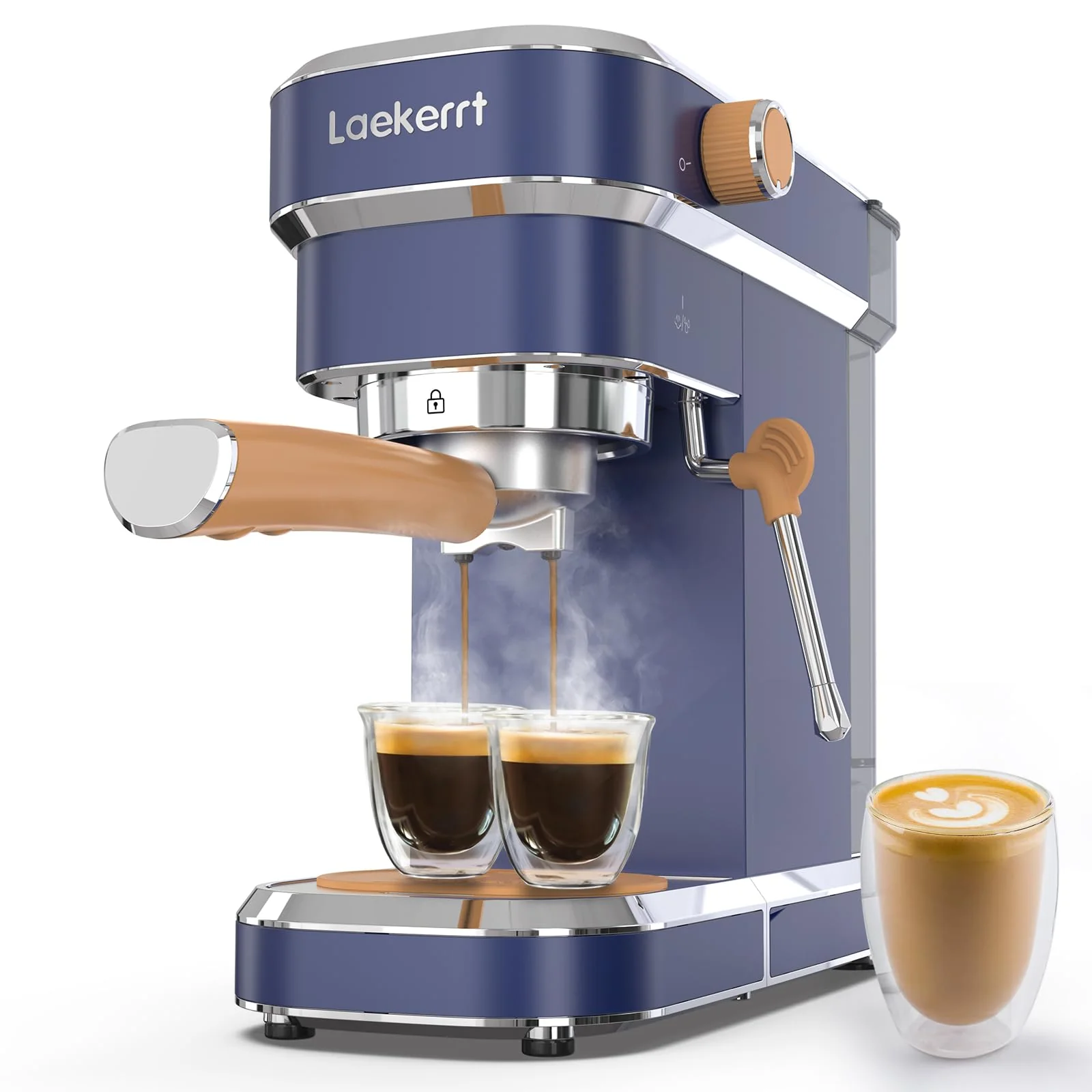 Laekerrt 20 Bar Espresso Maker CMEP01 with Milk Frother Steamer, Home Expresso Coffee Machine for Cappuccino and Latte Navy Blue, Stainless Steel Gift for Coffee Lovers, Father product image