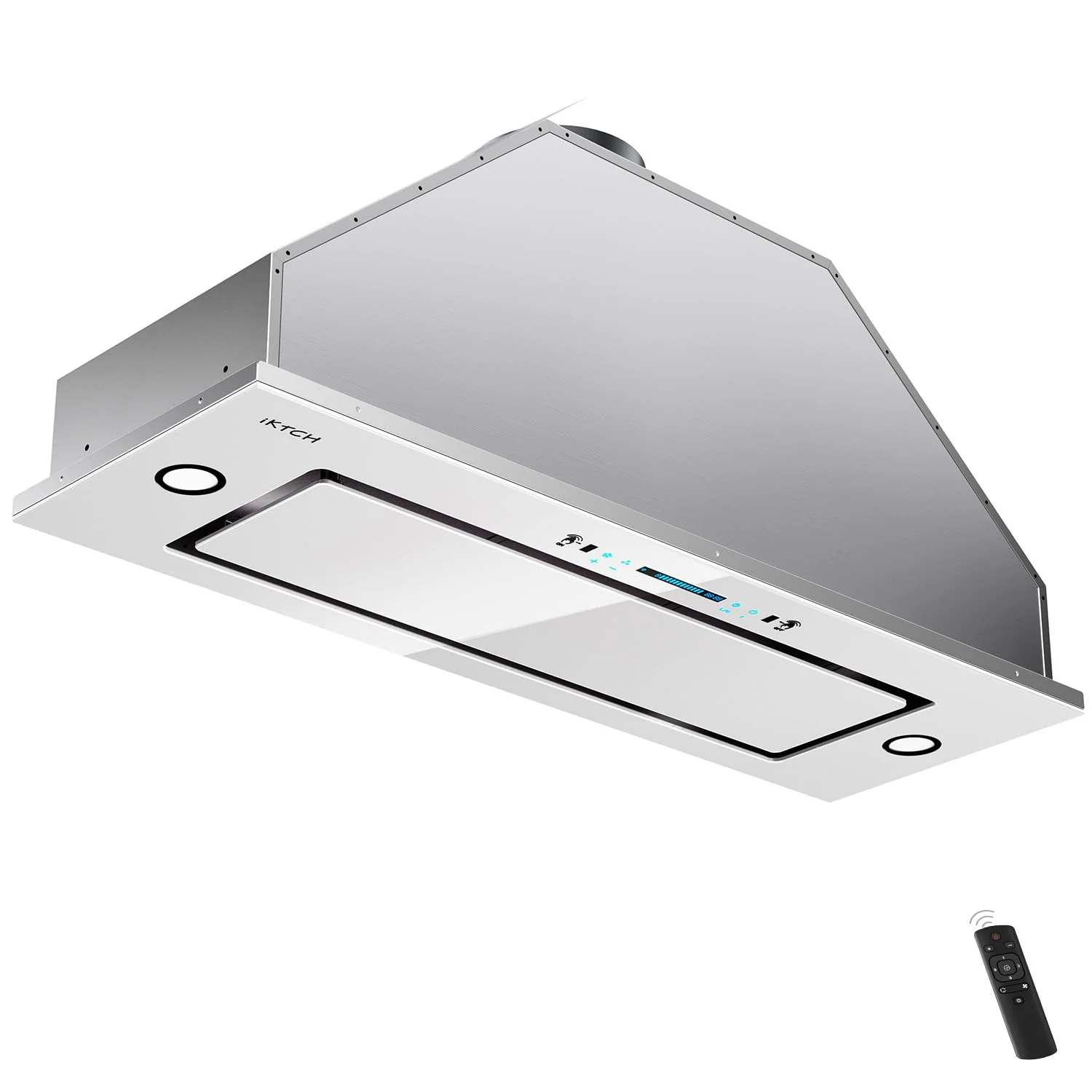 IKTCH New 30" Range Hood Insert, 900 CFM Ducted/Ductless Range Hood with 4 Speed Fan, White Stainless Steel & Tempered Glass Range Hood 30 inch with Gesture Sensing&Touch Control Making life Smarter product image