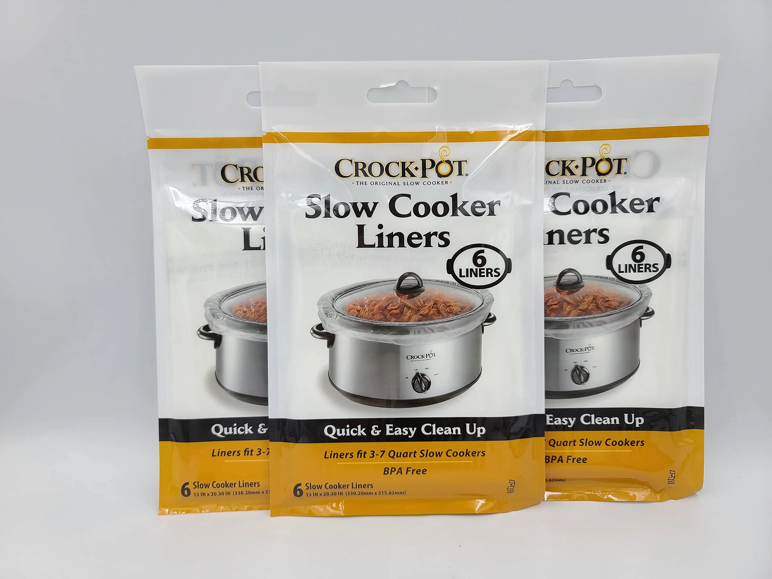 3-7 Quart Premium Crock Pot Slow Cooker Liners 13 IN X 20 IN Total of 18 with 3 Packages of 6 Each product image