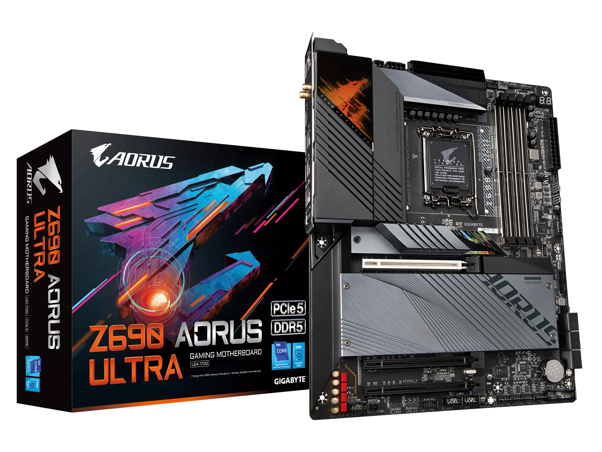 GIGABYTE Z690 AORUS Ultra LGA 1700/ Intel Z690/ ATX/ DDR5/ Quad M.2/ PCIe 5.0/ USB 3.2 Gen2X2/ Type-C/WiFi 6/2.5GbE LAN/Gaming Motherboard product image