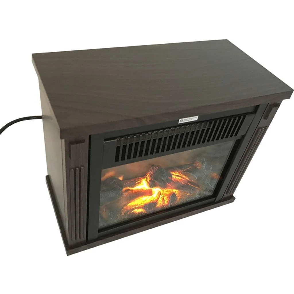 Fireplace Electric with Fire Flame Effect Freestanding Portable Electric Log Wood Burner Effect 800-1500W 2 Heating Settings Color: Brown Brown product image