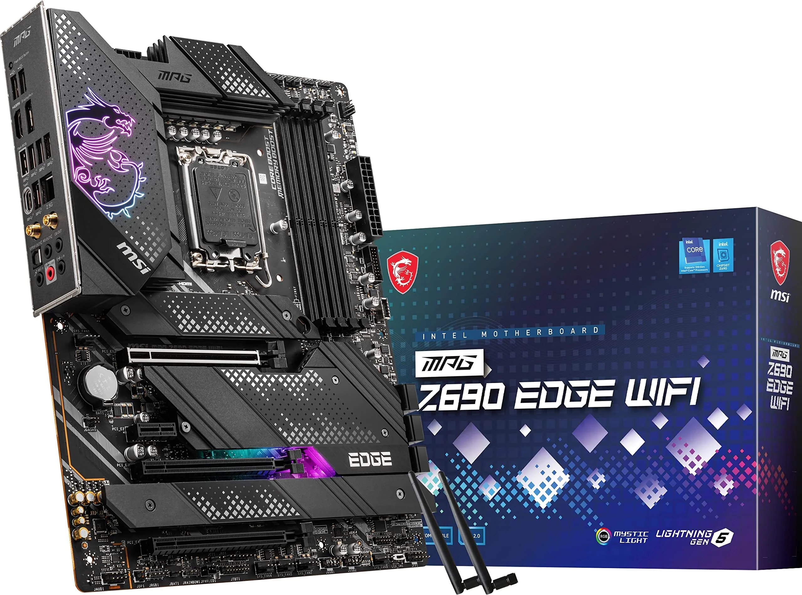 MSI MPG Z690 Edge WiFi Gaming Motherboard ATX, 12th Gen Intel Core, LGA 1700 Socket, DDR5, PCIe 5, 2.5G LAN, M.2 Slots, Wi-Fi 6E product image