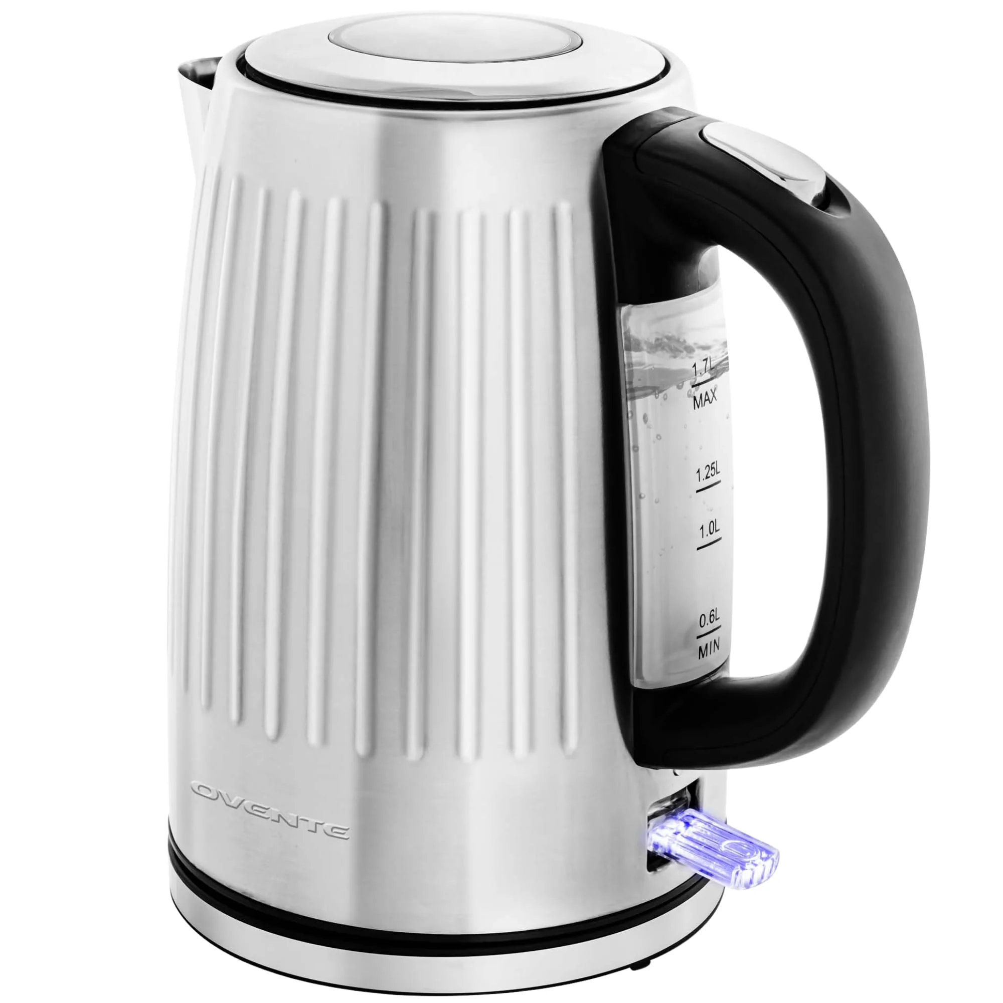 OVENTE Electric Kettle, 1.7L Stainless Steel Fast Boiling Water Heater with 1750W Power, BPA Free & Cordless Body, Auto Shut-Off, Boil-Dry Protection, Indicator Light & Removable Filter, Silver KS711S product image