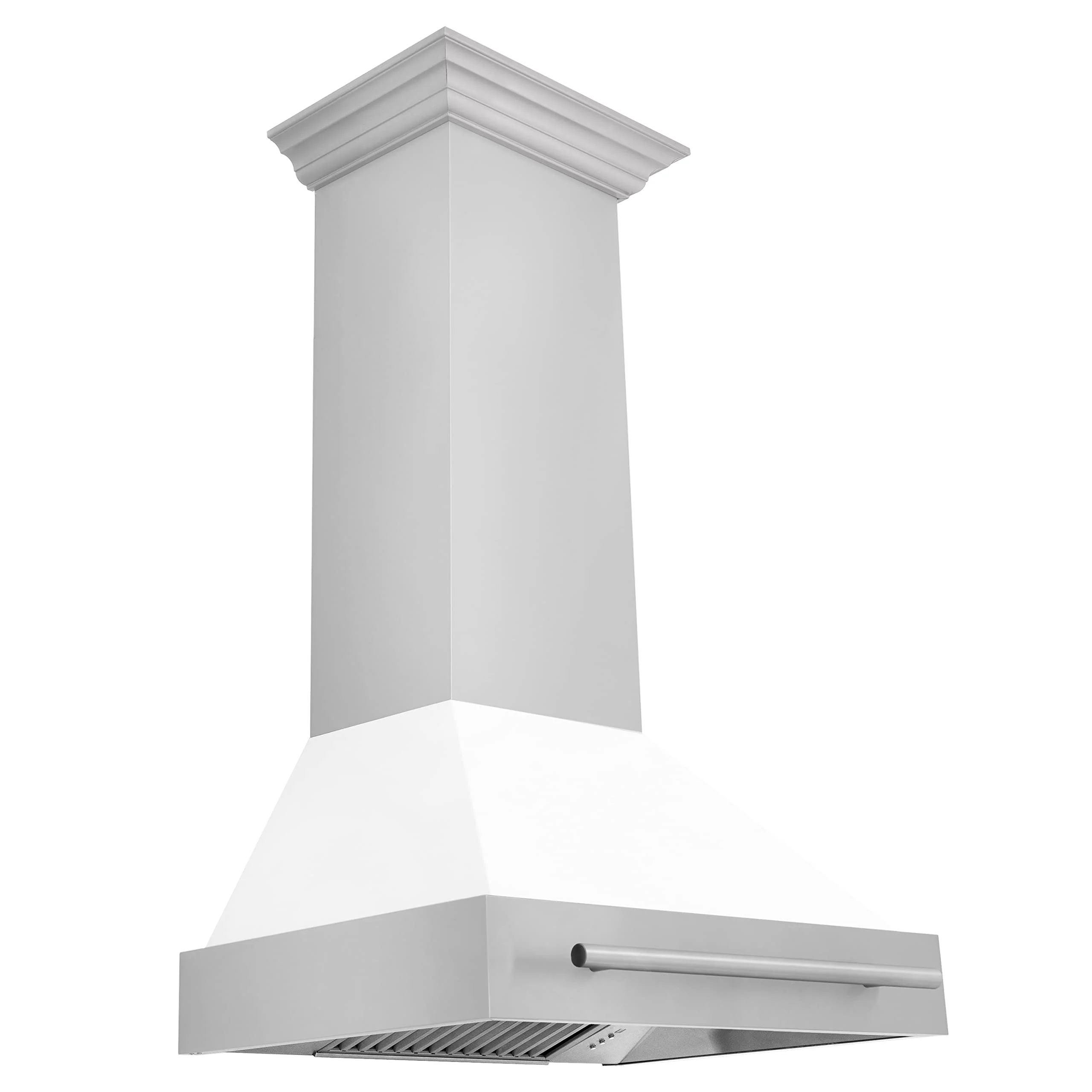ZLINE 30" Stainless Steel Range Hood with White Matte Shell and Stainless Steel Handle 8654STX-WM30 product image