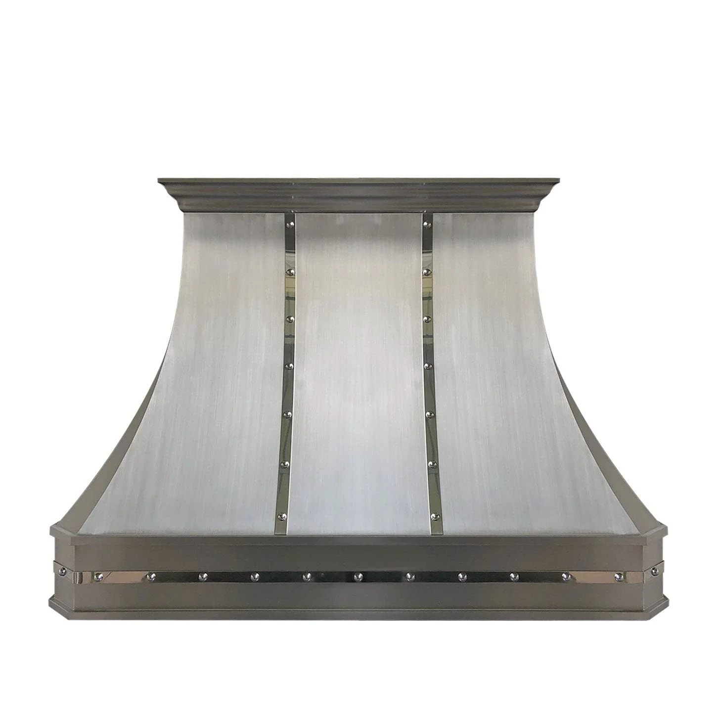 SINDA Handmade Stainless Steel Range Hood Cover with Commercial Grade Stainless Steel Vent, Inlcudes Fan Motor, Light, and Baffle Filter, Elegant Design, SRH3-C-2STRM-CI4248R, 42"Wx48"H, Island Mount product image