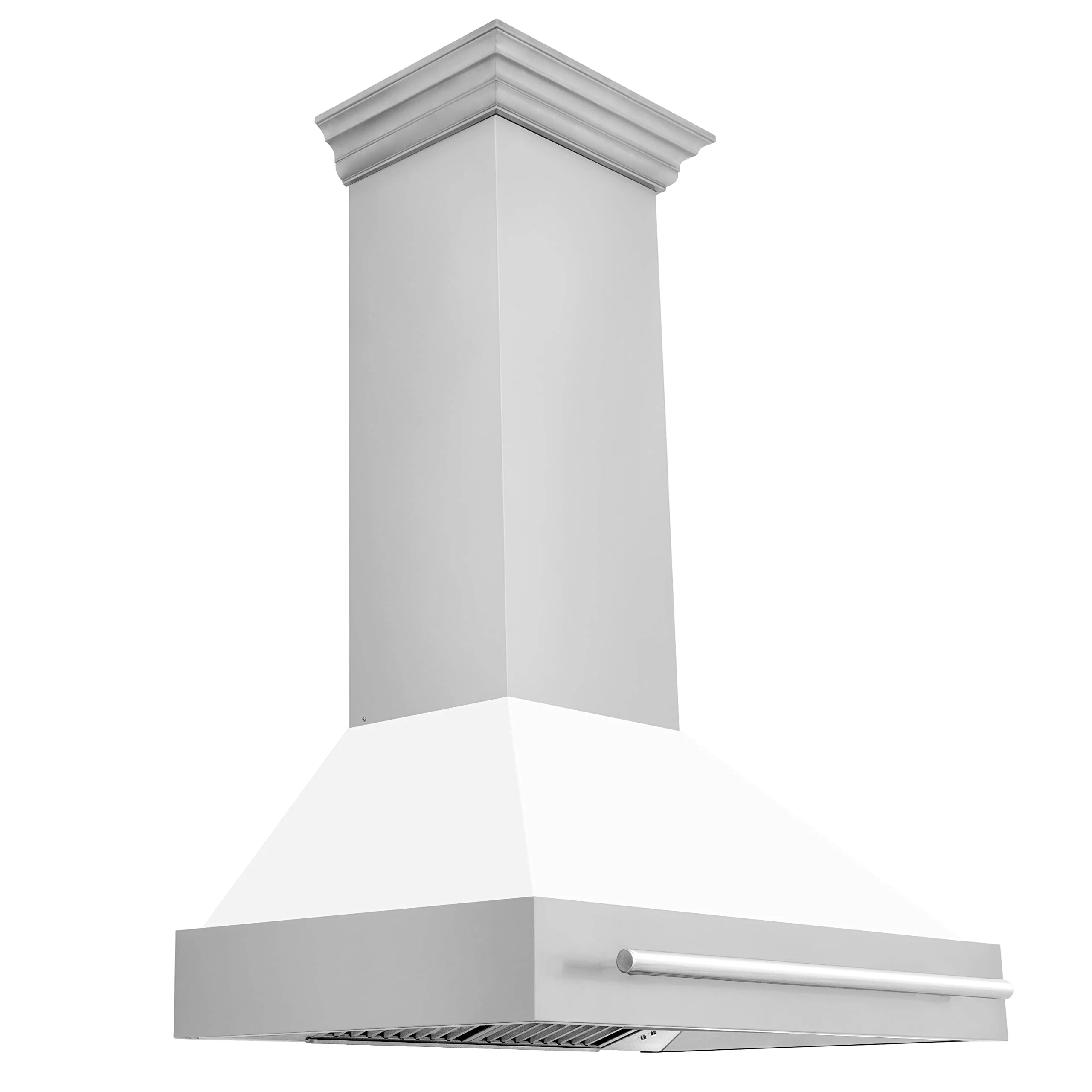 ZLINE 36" Stainless Steel Range Hood with White Matte Shell and Stainless Steel Handle 8654STX-WM36 product image