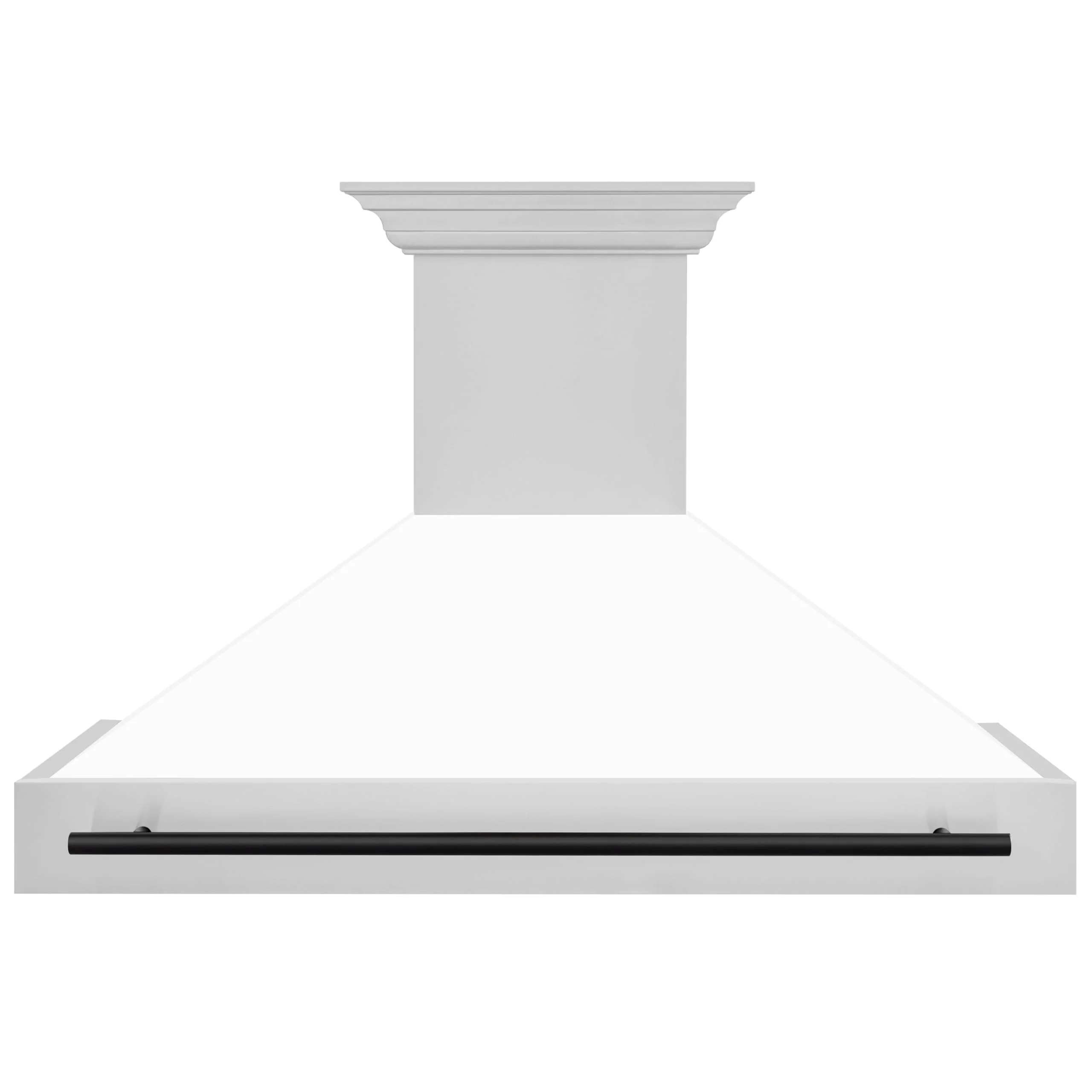 48" ZLINE Autograph Edition Stainless Steel Range Hood with White Matte Shell and Matte Black Handle 8654STZ-WM48-MB product image