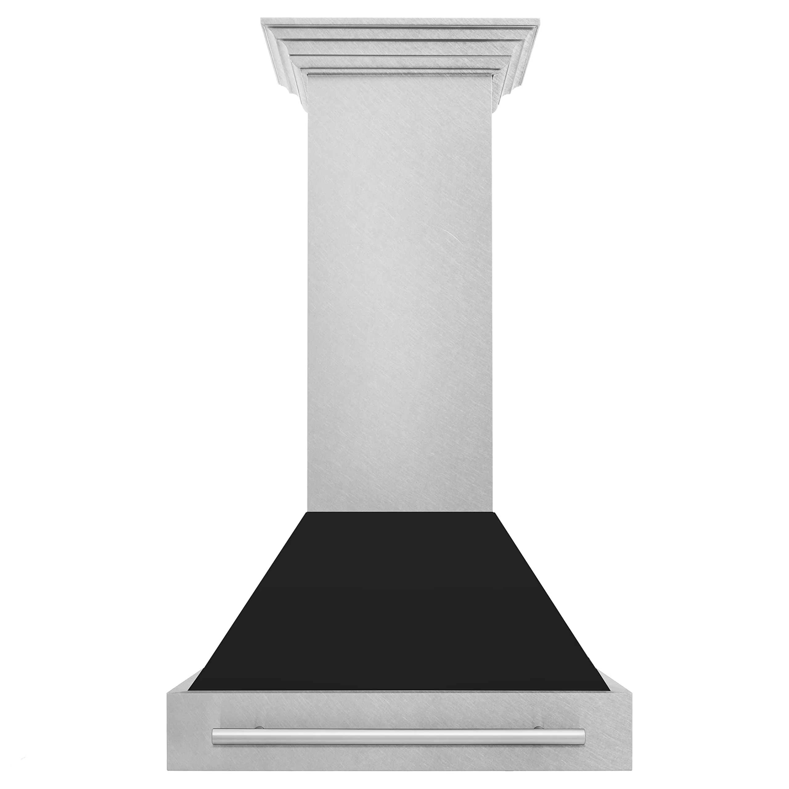 ZLINE 30 in. Satin Stainless Steel Wall Mount Range Hood with Black Matte Shell and Stainless Steel Handle 8654SNX-BLM-30 product image