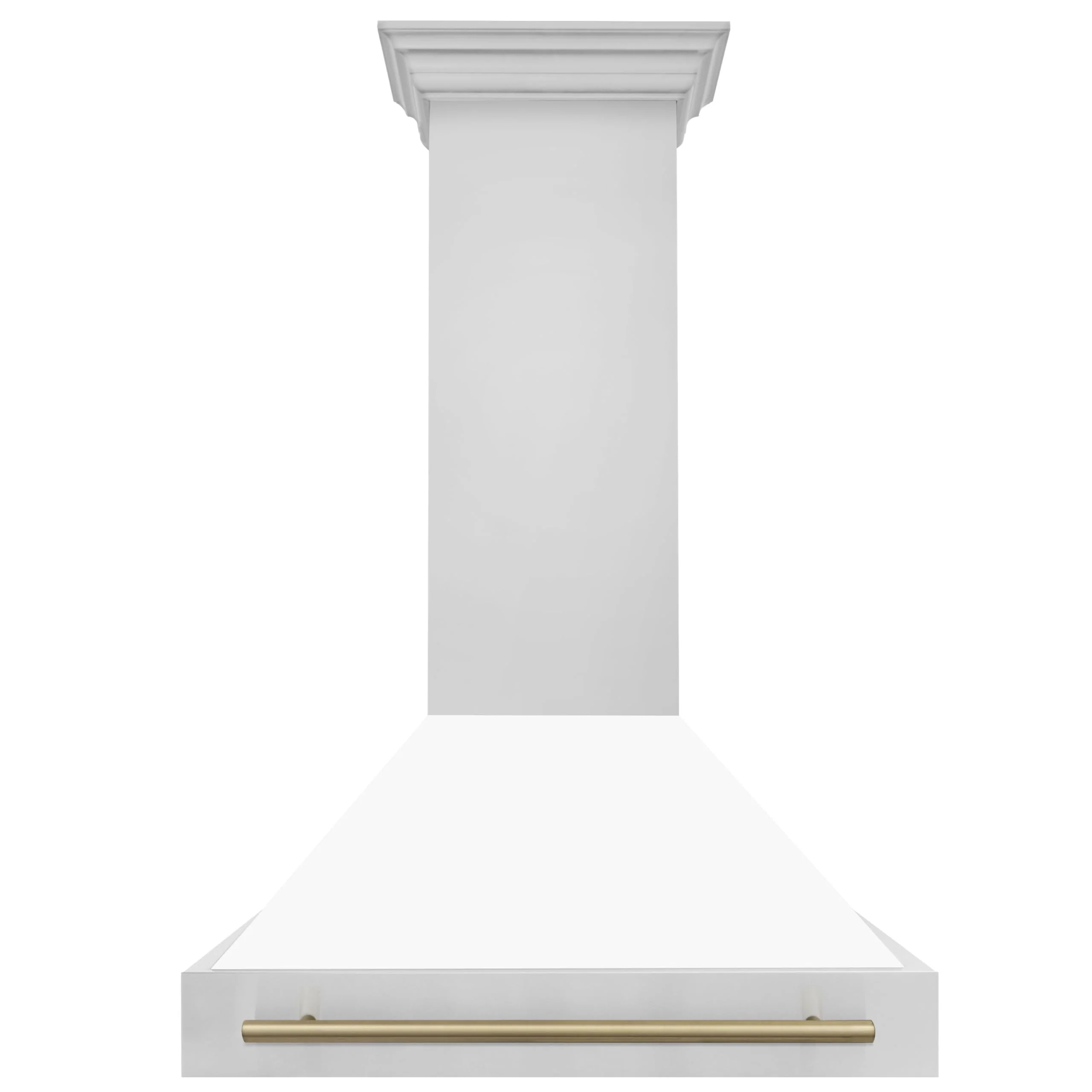 36" ZLINE Autograph Edition Stainless Steel Range Hood with White Matte Shell and Champagne Bronze Handle 8654STZ-WM36-CB product image